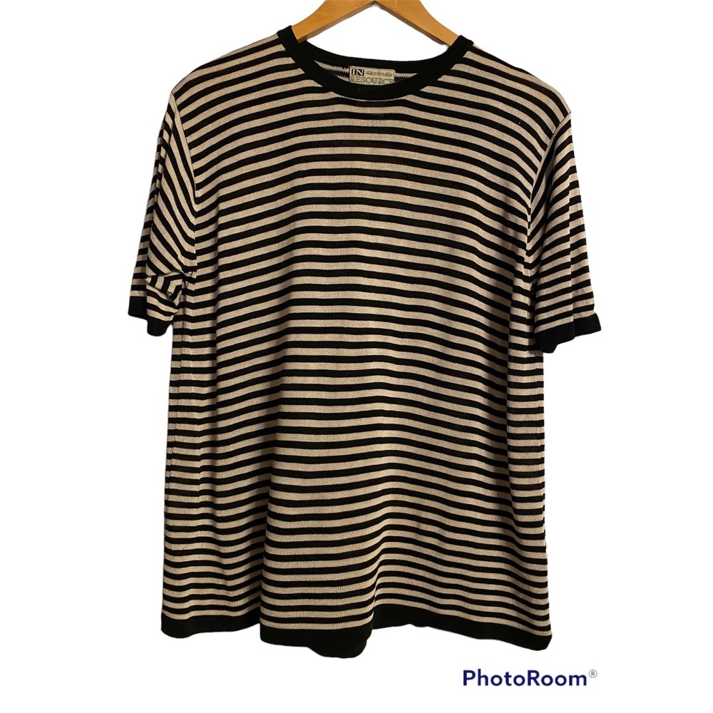 Black & Tan Stripe 100% Silk Top